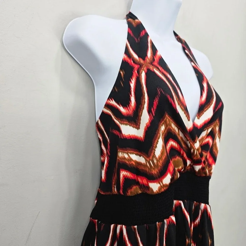 Vtg Y2K Torrid Halter Top L Multicolor Tank‎ Babydoll Smocked Festival Baddie